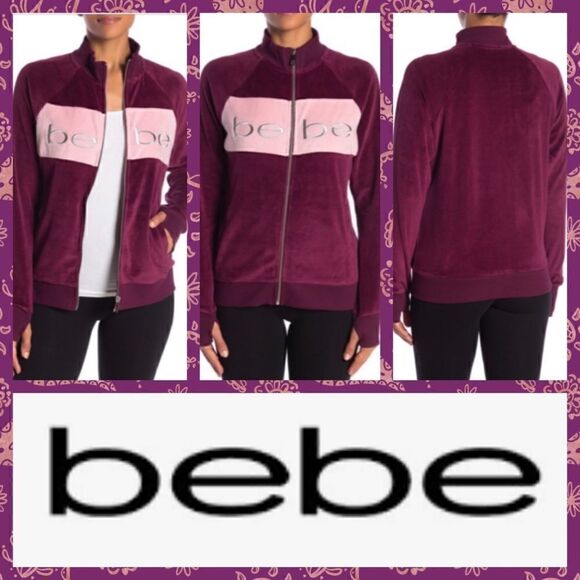MSRP $99 bebe Velour Track Jacket Women's Size Large - Picture 1 of 11